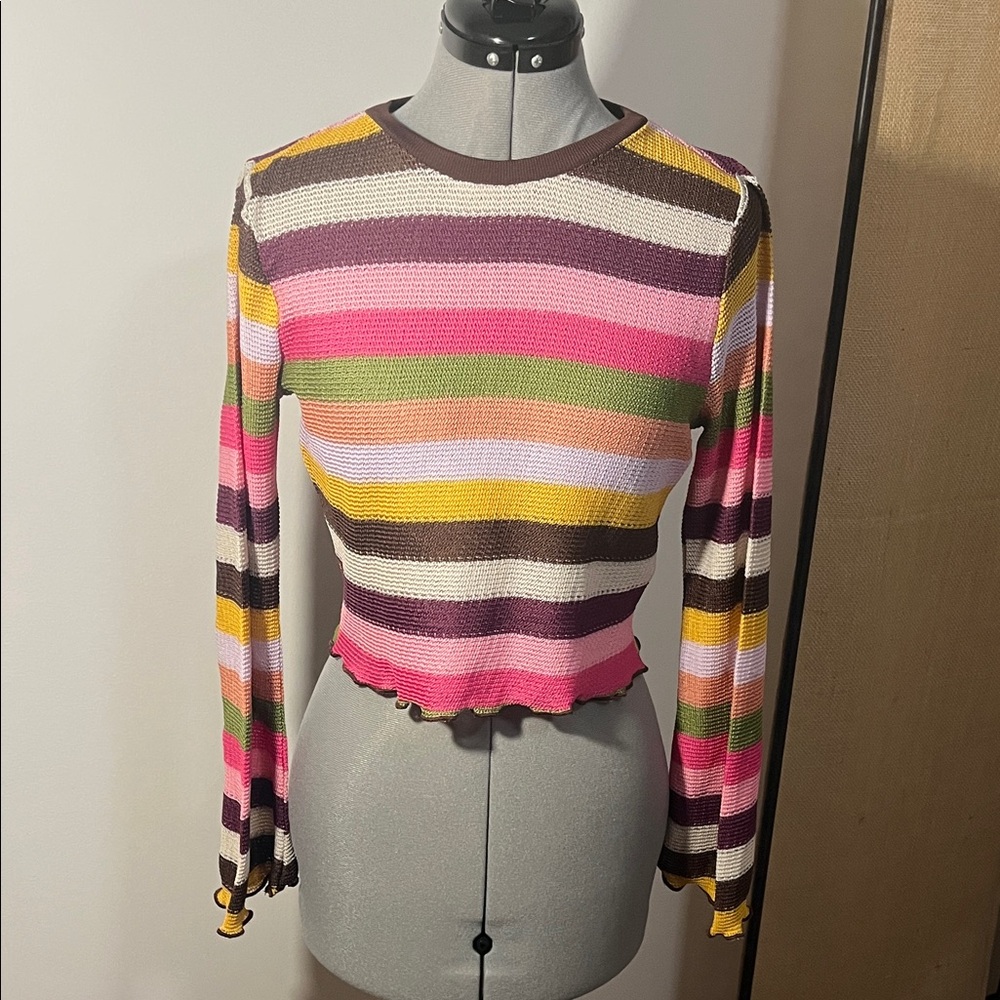 Almost Famous Colorful Striped Long Sleeve Blouse
